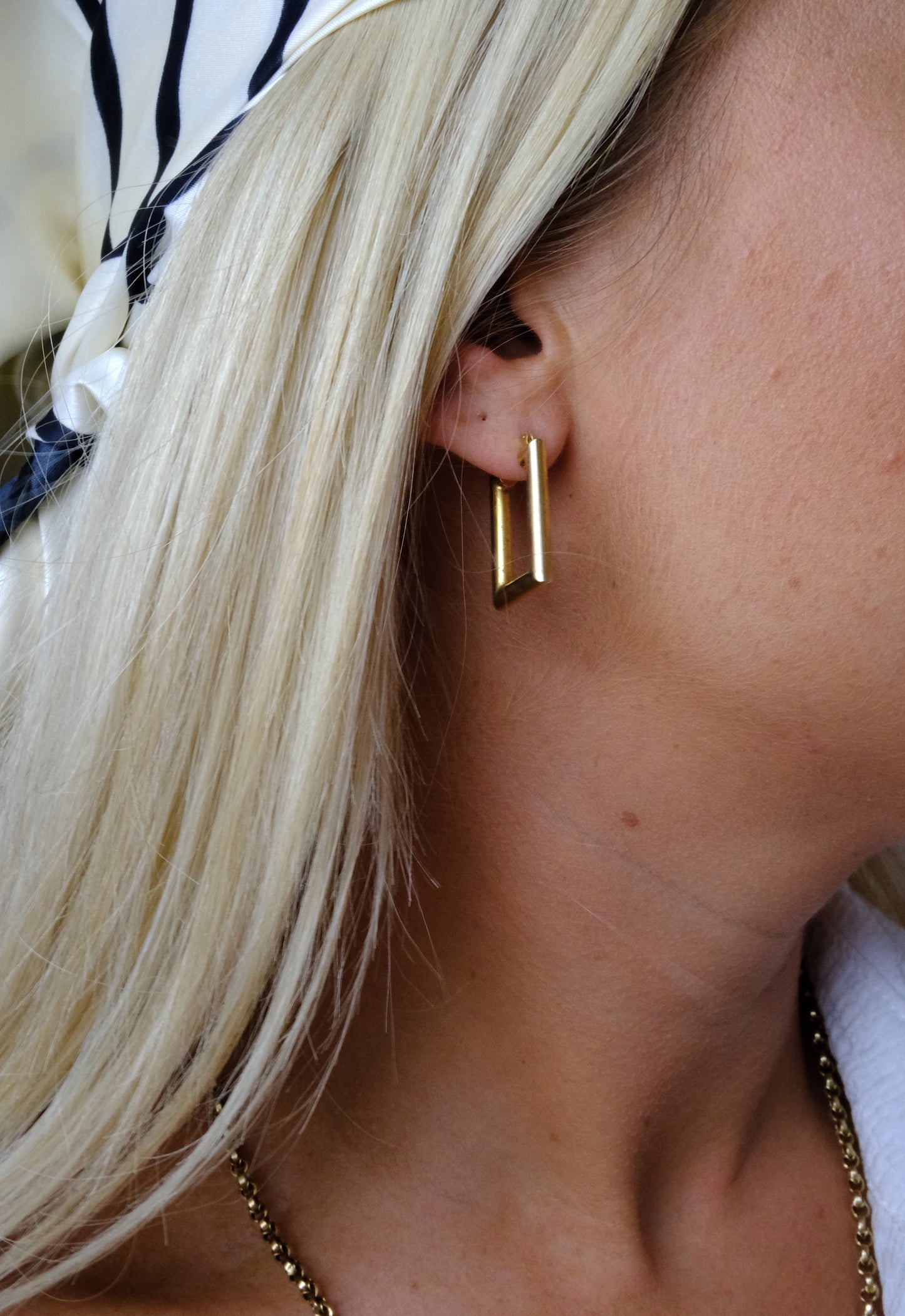 Brushed Rectangle Drop Earrings