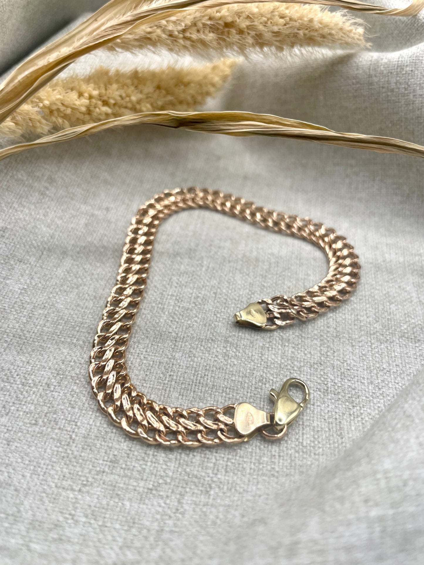 Rose Gold Three Row Link Bracelet