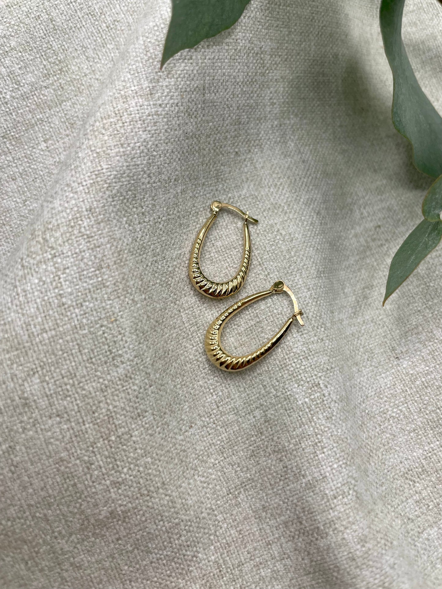 Oval Huggie Hoop Earring