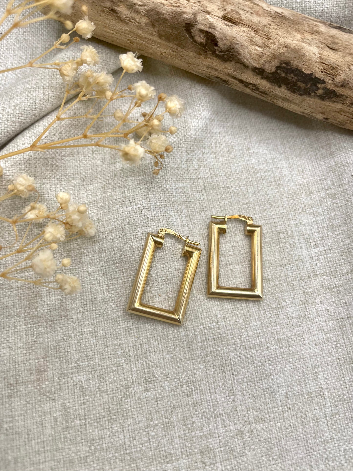 Brushed Rectangle Drop Earrings