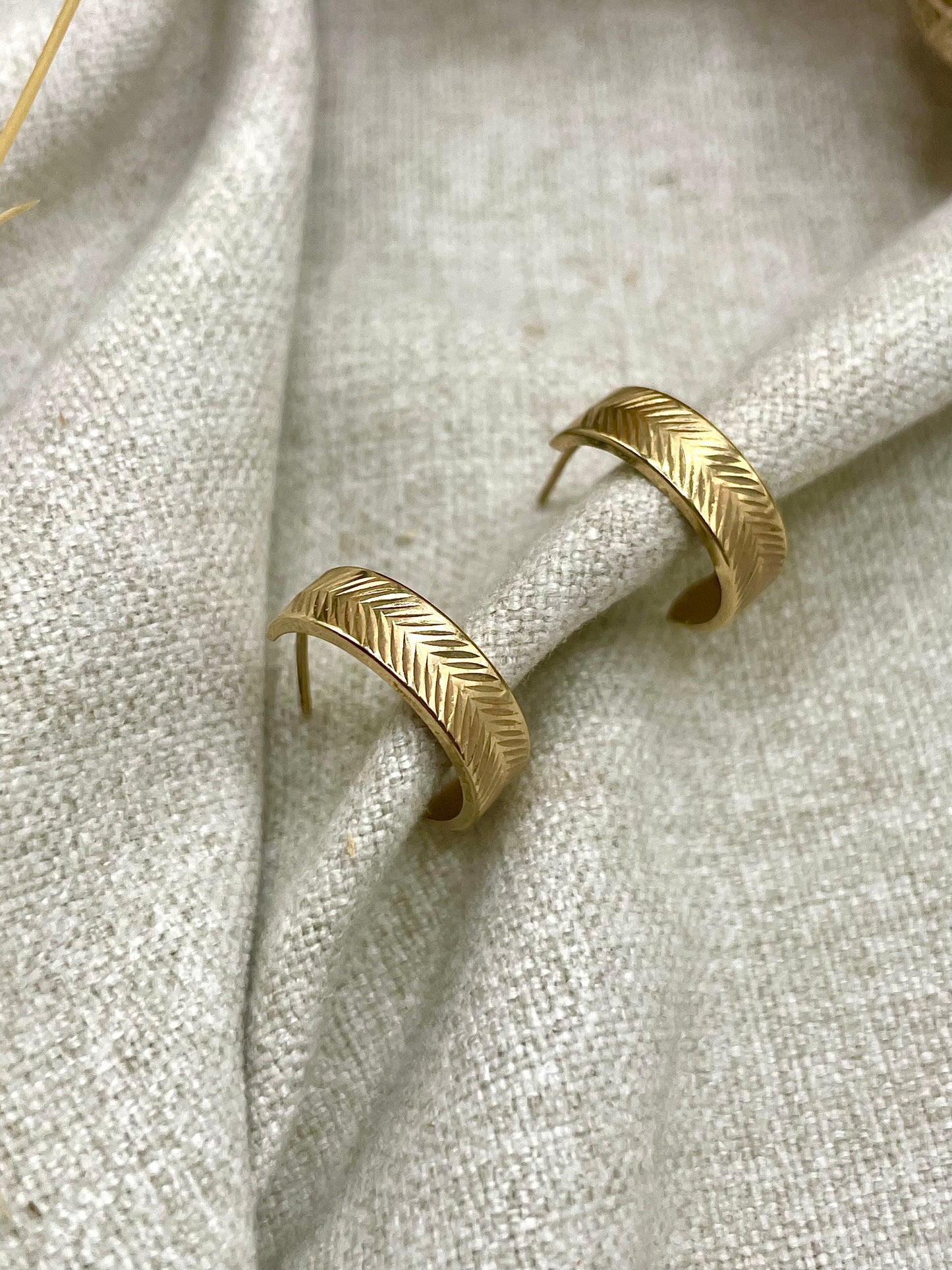 Chevron Engraved Hoops
