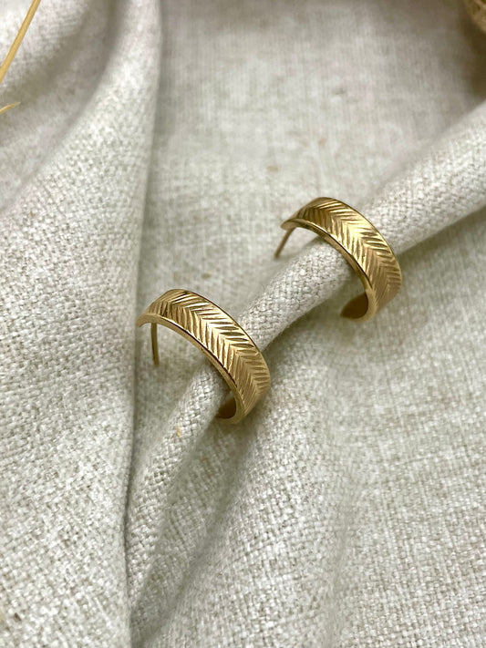 Chevron Engraved Hoops