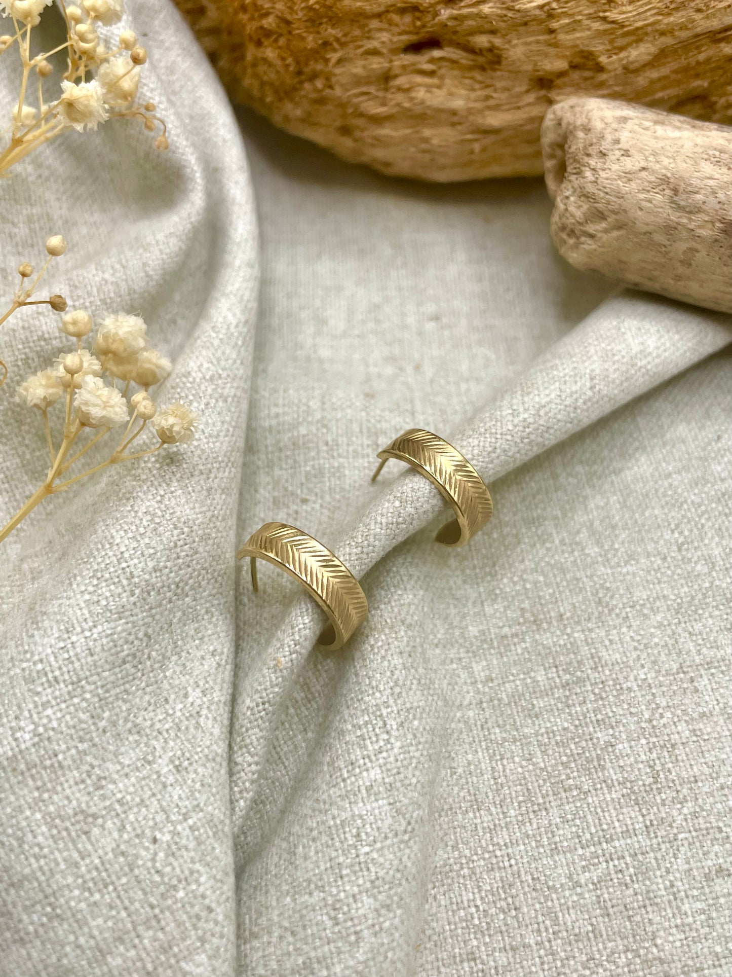 Chevron Engraved Hoops